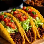 Delicious classic ground beef tacos topped with fresh ingredients