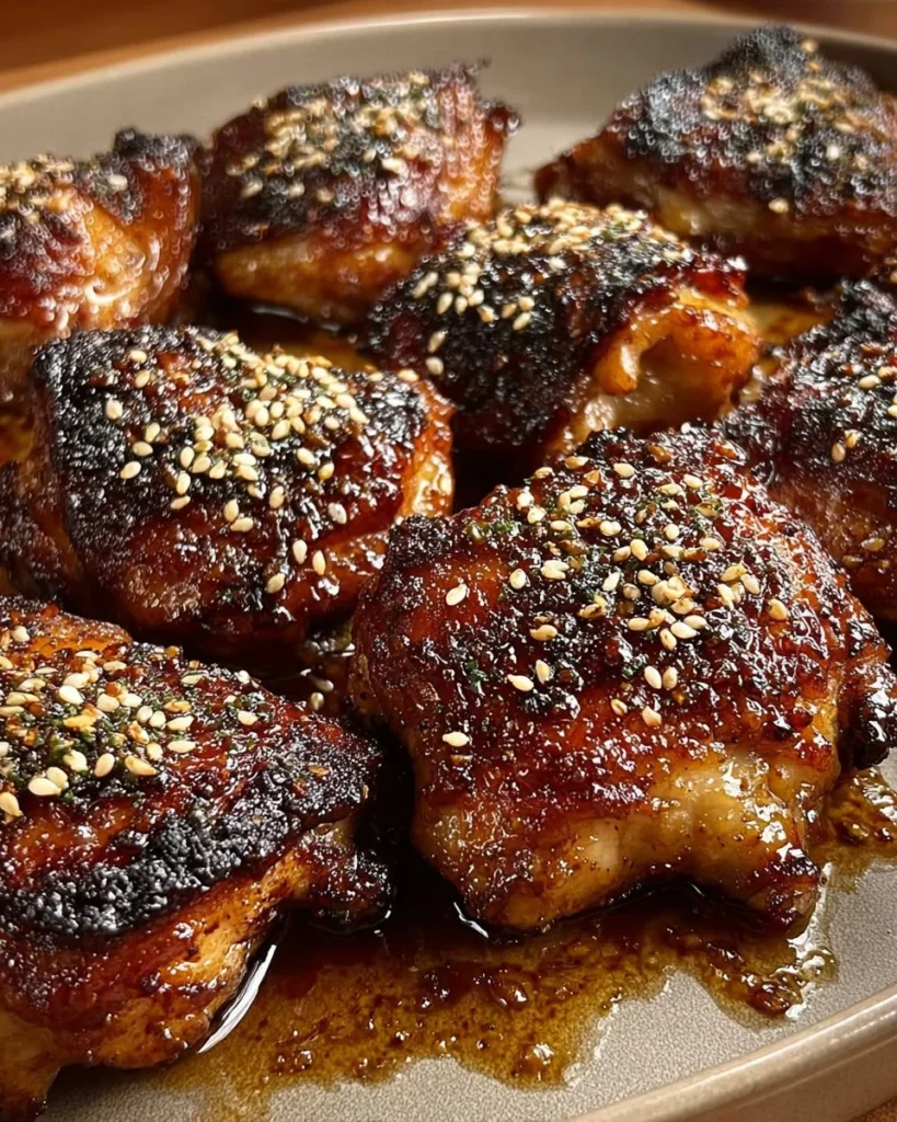 Delicious honey ginger sesame chicken garnished with sesame seeds and green onions