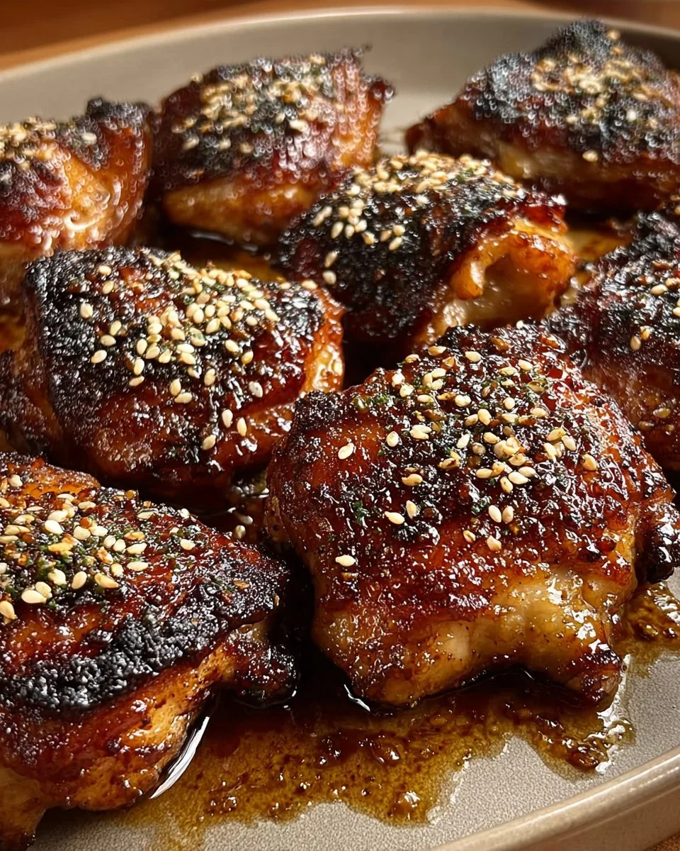 Delicious honey ginger sesame chicken garnished with sesame seeds and green onions