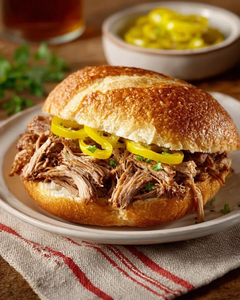 Delicious easy Italian beef sandwiches loaded with flavorful beef and spices.