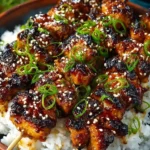 Grilled teriyaki chicken skewers with vibrant vegetables on a plate