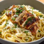 Delicious Chicken Alfredo pasta with rich creamy sauce and tender chicken pieces