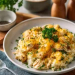 Delicious Chicken and Rice Casserole dish ready to serve.