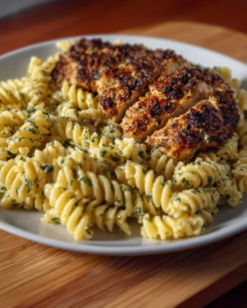 Creamy Garlic Parmesan Chicken Pasta with fresh herbs and parmesan cheese