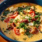 Creamy taco soup in a bowl topped with cheese and cilantro