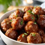 Crockpot BBQ meatballs served in a bowl