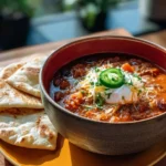 Bowl of easy Turkey Taco Soup topped with cilantro and avocado