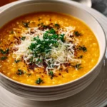 Bowl of Italian Penicillin Soup with fresh herbs and spices