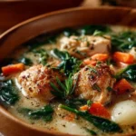 Bowls of Olive Garden Chicken Gnocchi Soup with fresh ingredients and herbs