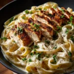 Delicious one-pot chicken alfredo pasta dish served on a plate