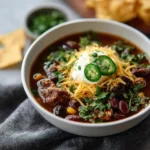 Vegan Taco Soup with beans and vegetables in a bowl