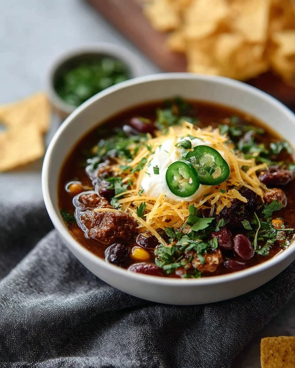 Vegan Taco Soup with beans and vegetables in a bowl