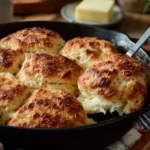 Fluffy 7-Up Biscuits served on a plate with butter and herbs