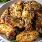 Air Fryer Garlic Parmesan Chicken Wings cooked to perfection