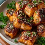 Air fryer salmon bites cooked to perfection, golden and crispy.