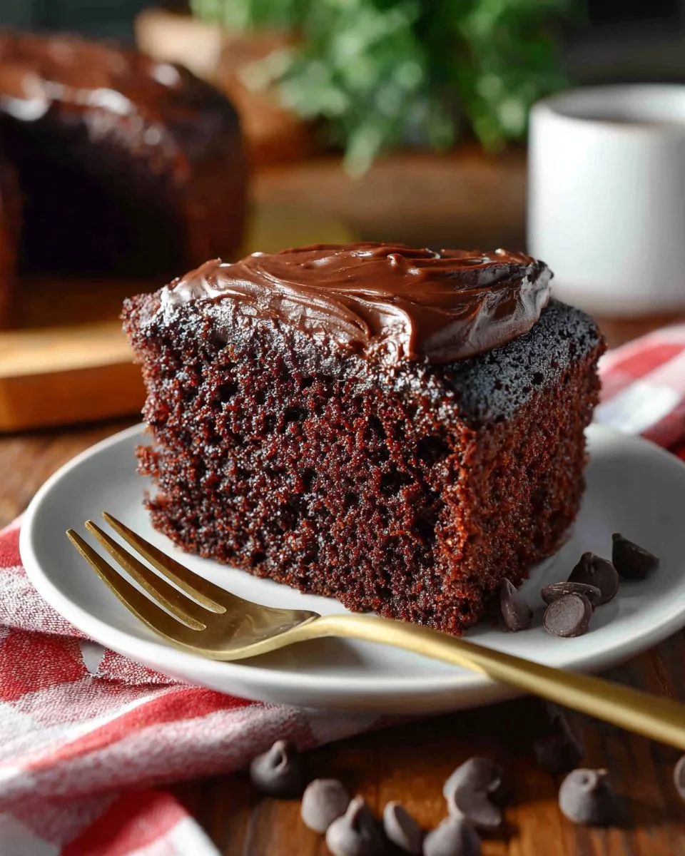 Delicious Bailey's Chocolate Cake topped with creamy frosting and chocolate shavings.