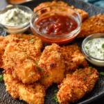Crispy Buffalo Chicken Tenders served with dipping sauce