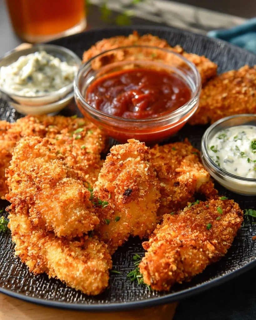 Crispy Buffalo Chicken Tenders served with dipping sauce