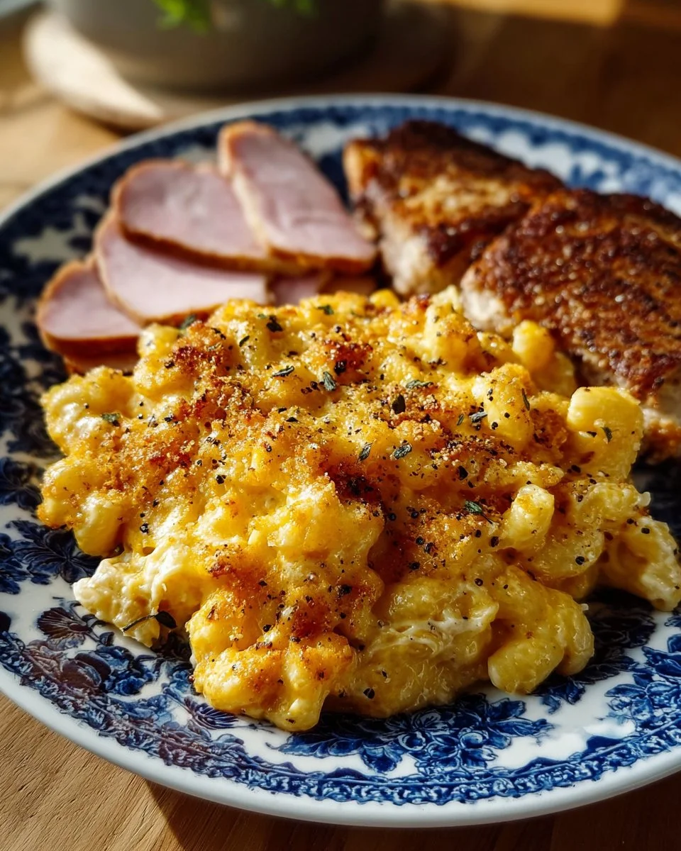 Creamy Crock Pot macaroni and cheese served in a bowl