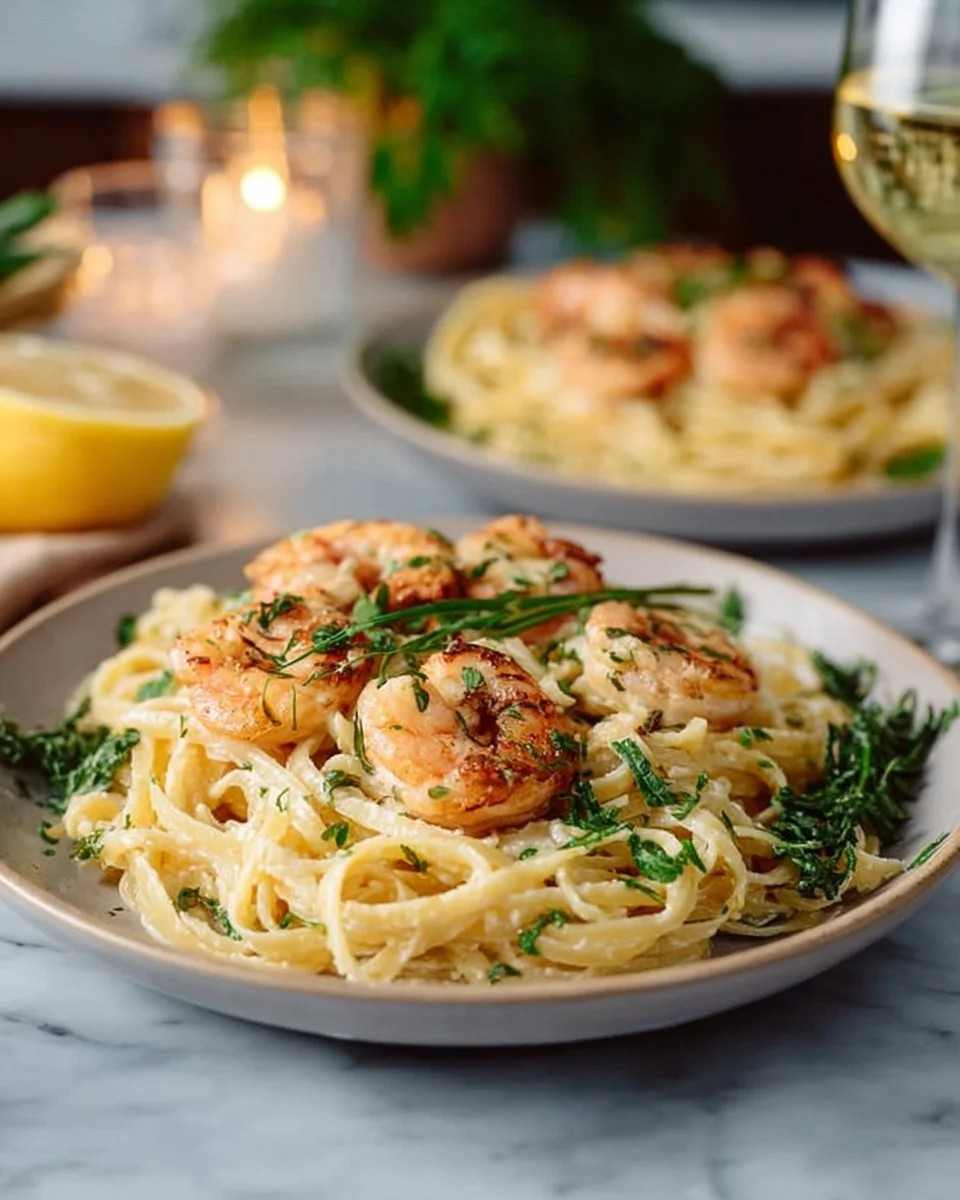 Plate of easy shrimp scampi with garlic, butter, and parsley