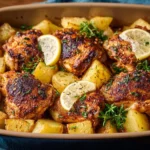 Greek Lemon Chicken served with roasted potatoes