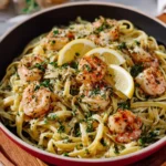 Delicious Lemon Garlic Shrimp Pasta with fresh herbs and a hint of lemon