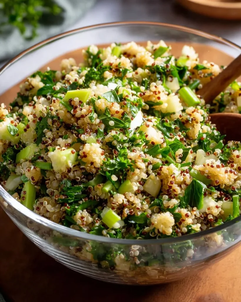 Lemon Quinoa Salad with fresh herbs and colorful vegetables