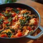 Delicious one pot vegetable lasagna with layers of veggies and cheese