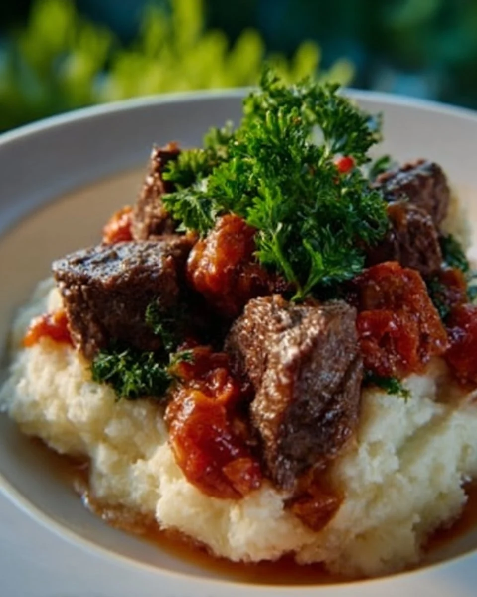 Delicious Slow Cooker Swiss Steak served with rich gravy and vegetables