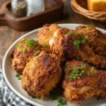 Southern oven-fried chicken served with sides