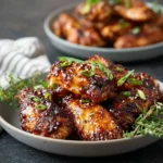 Delicious teriyaki chicken wings garnished with sesame seeds and green onions
