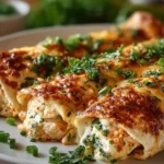 Delicious cheesy chicken garlic wraps served on a plate