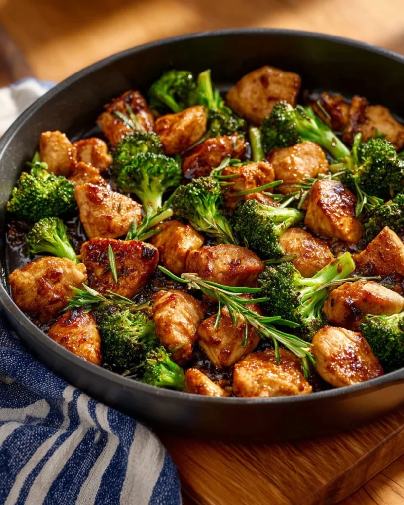A vibrant Chicken and Broccoli Stir Fry served in a bowl with colorful vegetables.