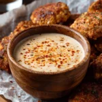 Copycat Buffalo Wild Wings fried pickles sauce served with crispy pickles