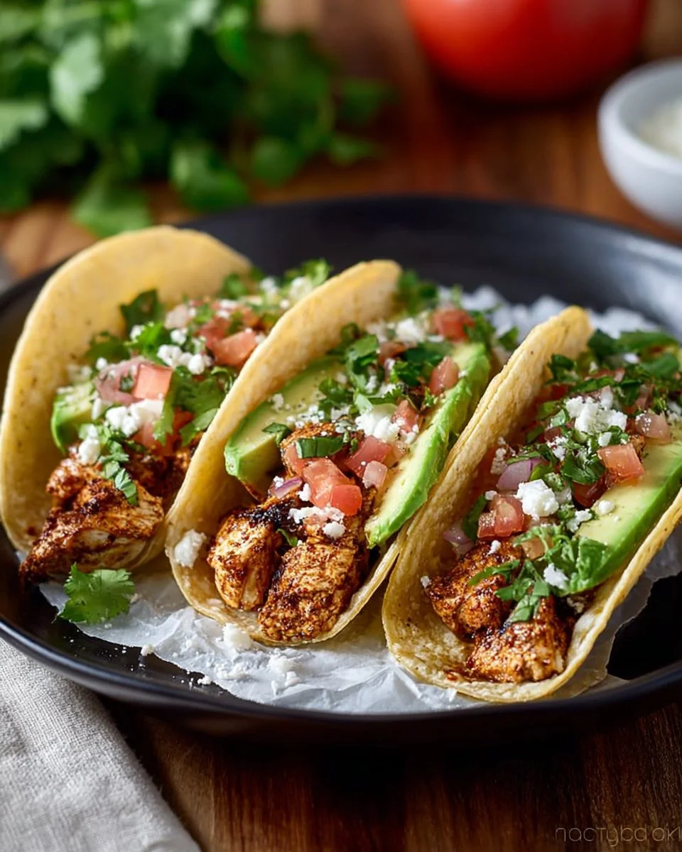 Crispy baked fish tacos topped with fresh veggies and lime