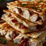 Easy Chicken Bacon Ranch Quesadillas with melted cheese and fresh ingredients