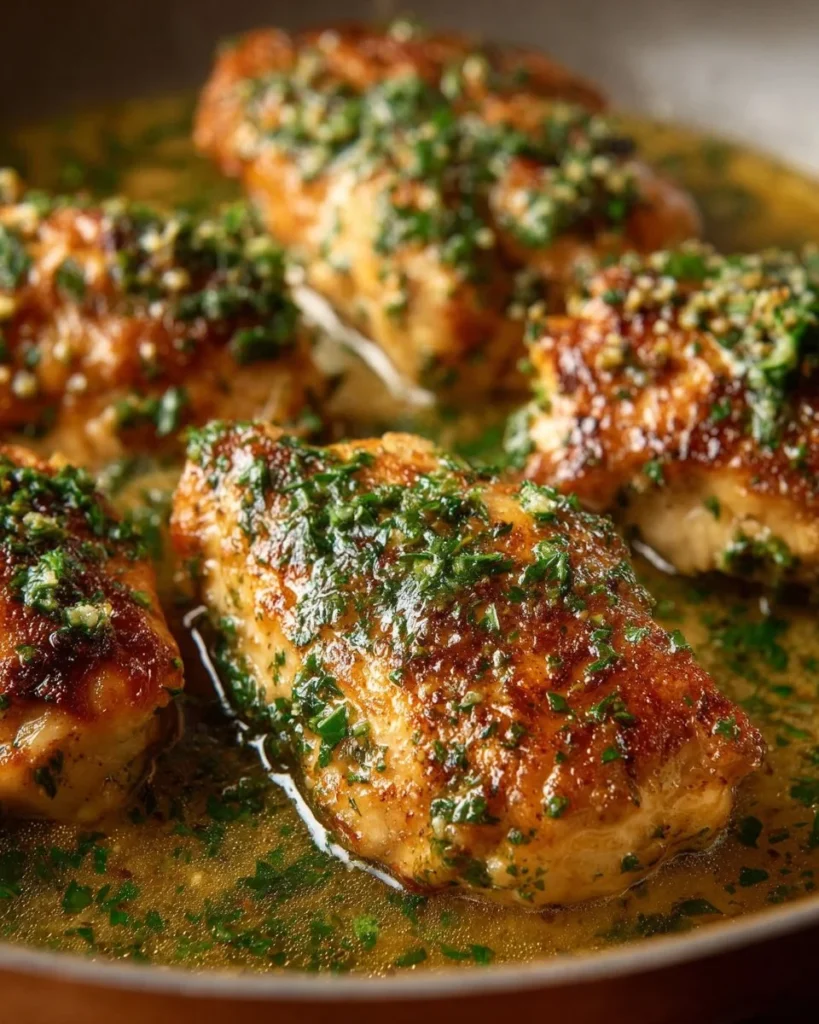 Delicious Garlic Butter Chicken served with herbs and spices