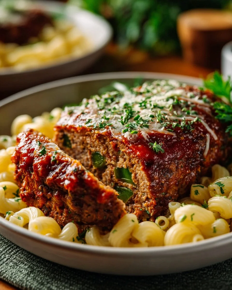 Italian stuffed meatloaf with herbs and cheese on a plate