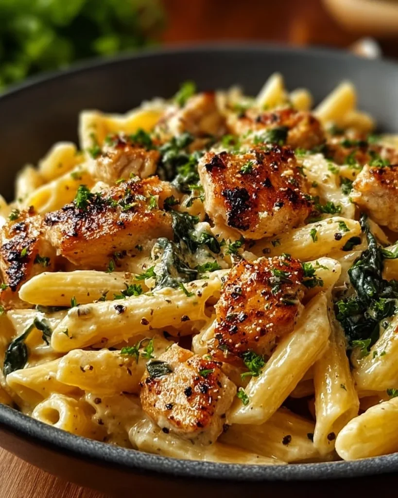 Delicious Marry Me Chicken Pasta garnished with herbs and cheese