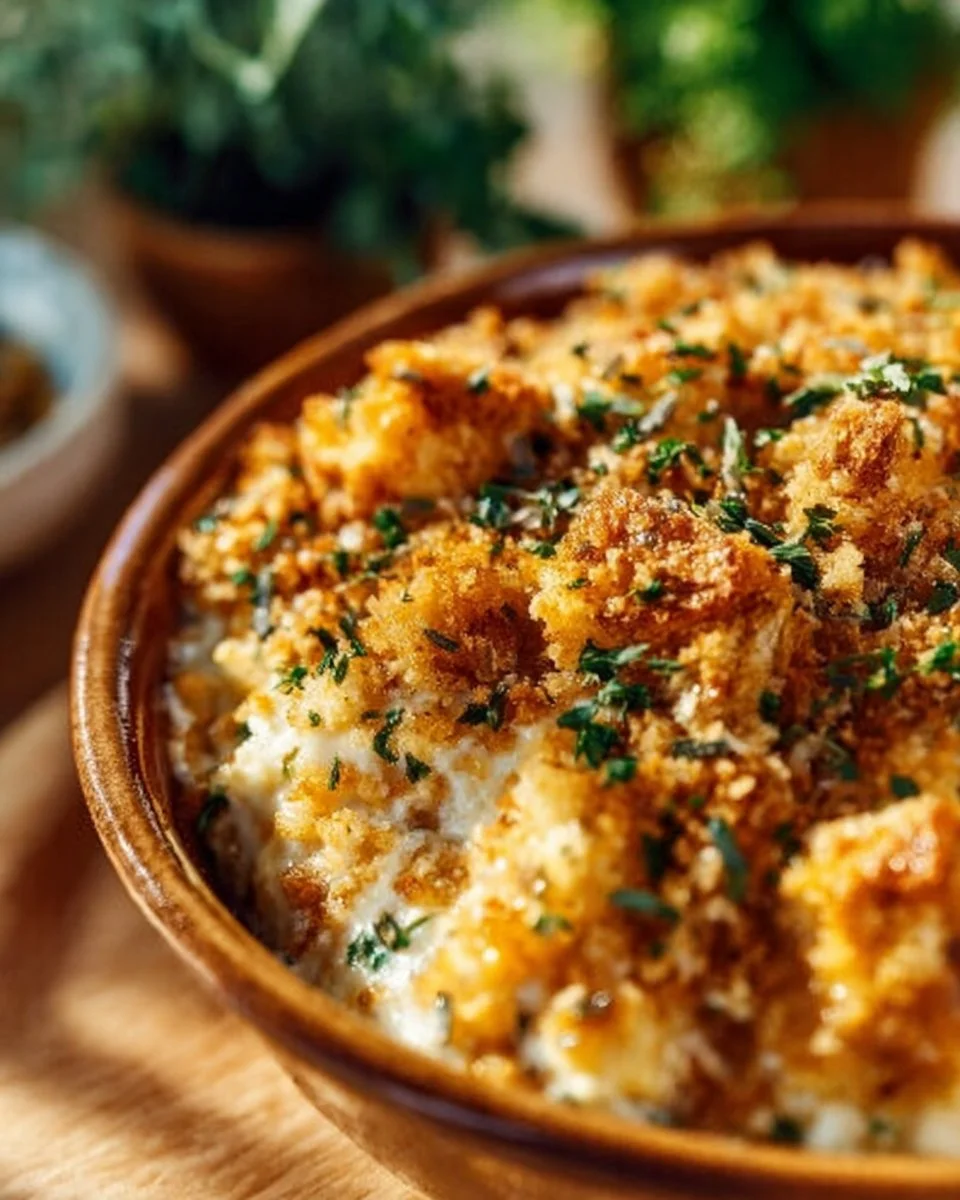 Delicious Million Dollar Chicken Casserole baked with creamy ingredients.