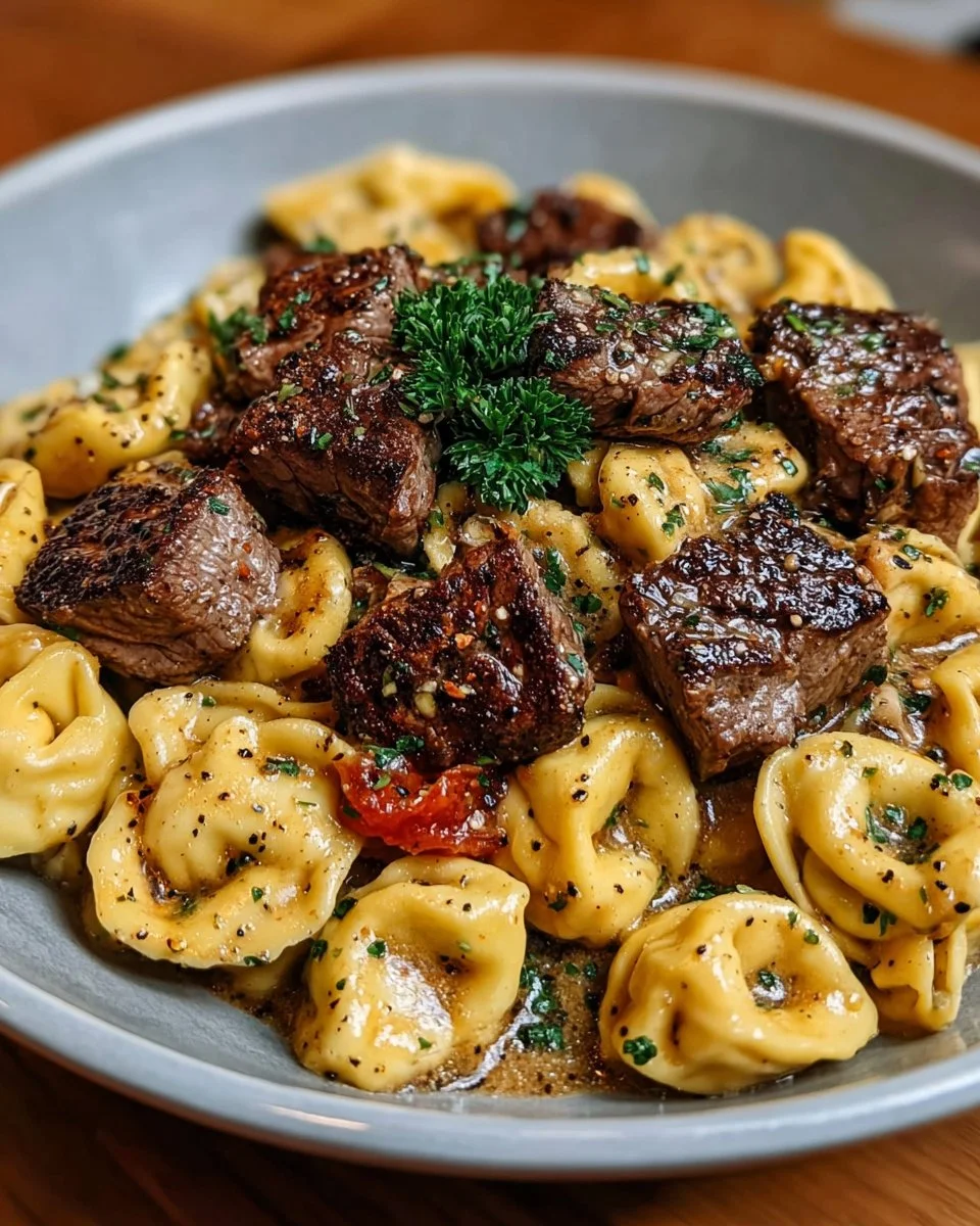 Delicious one-pan cowboy butter tortellini with steak bites