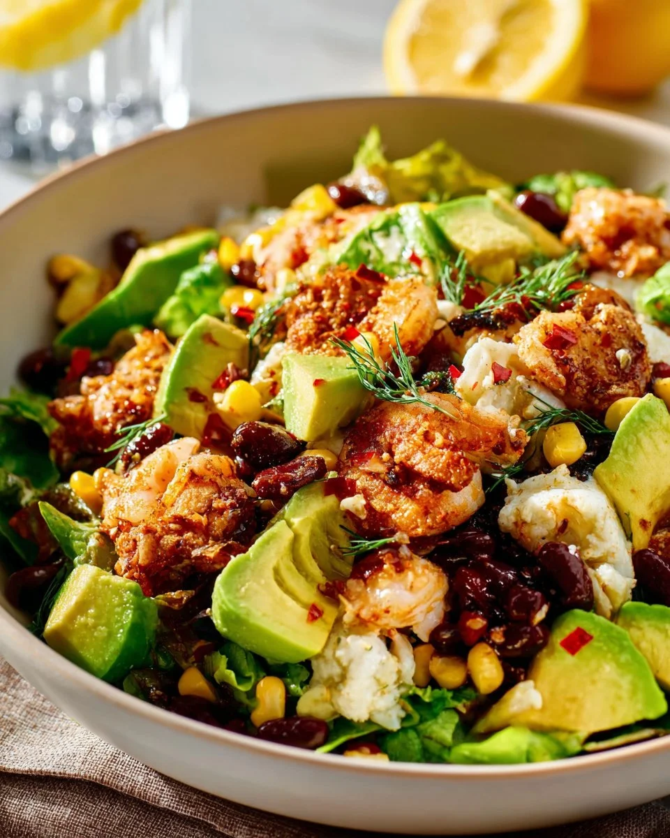 Delicious spicy fish taco bowls topped with fresh ingredients and sauces