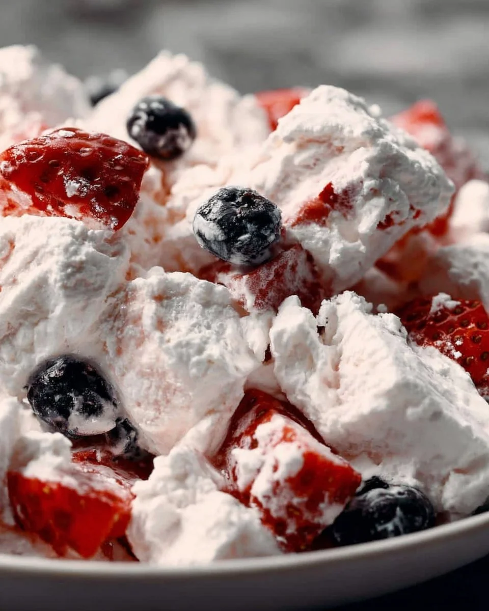 Very Berry Cheesecake Salad with fresh berries and creamy cheesecake topping
