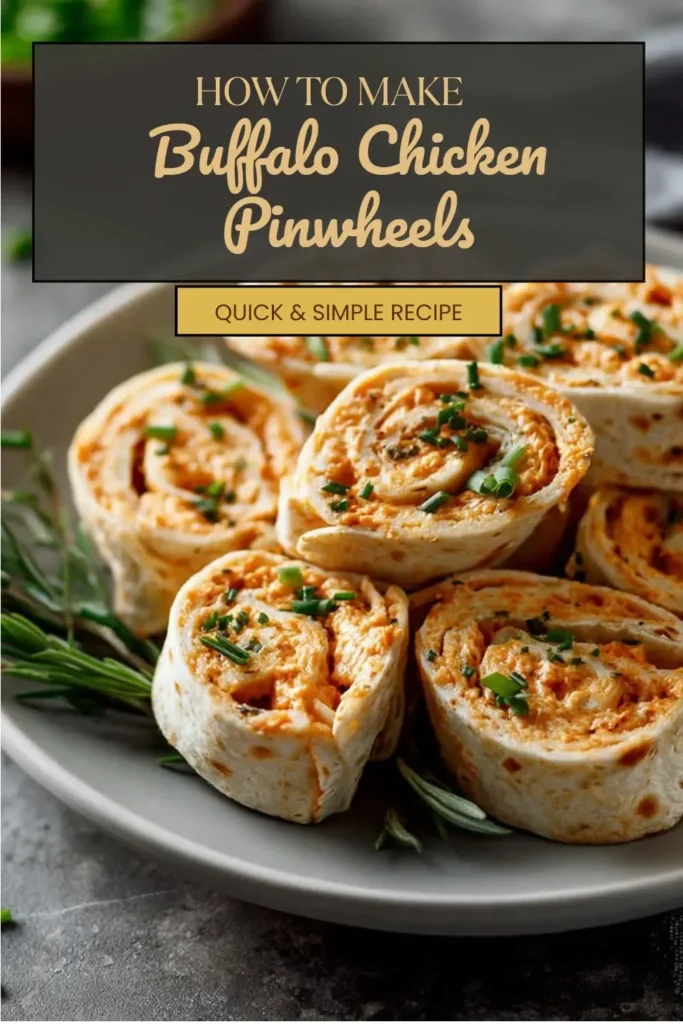 Buffalo Chicken Pinwheels filled with spicy chicken and cream cheese