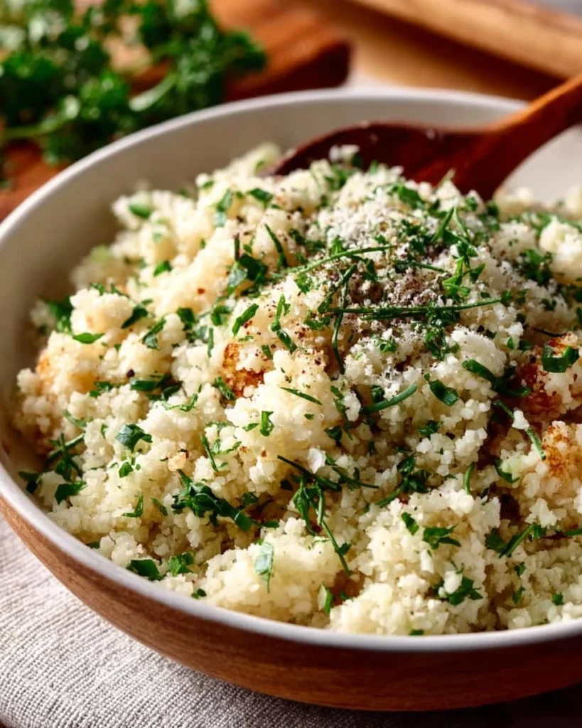 Bowl of cauliflower rice with vegetables for a healthy meal option