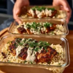 Creamy Cajun chicken and rice bowls topped with fresh herbs and spices