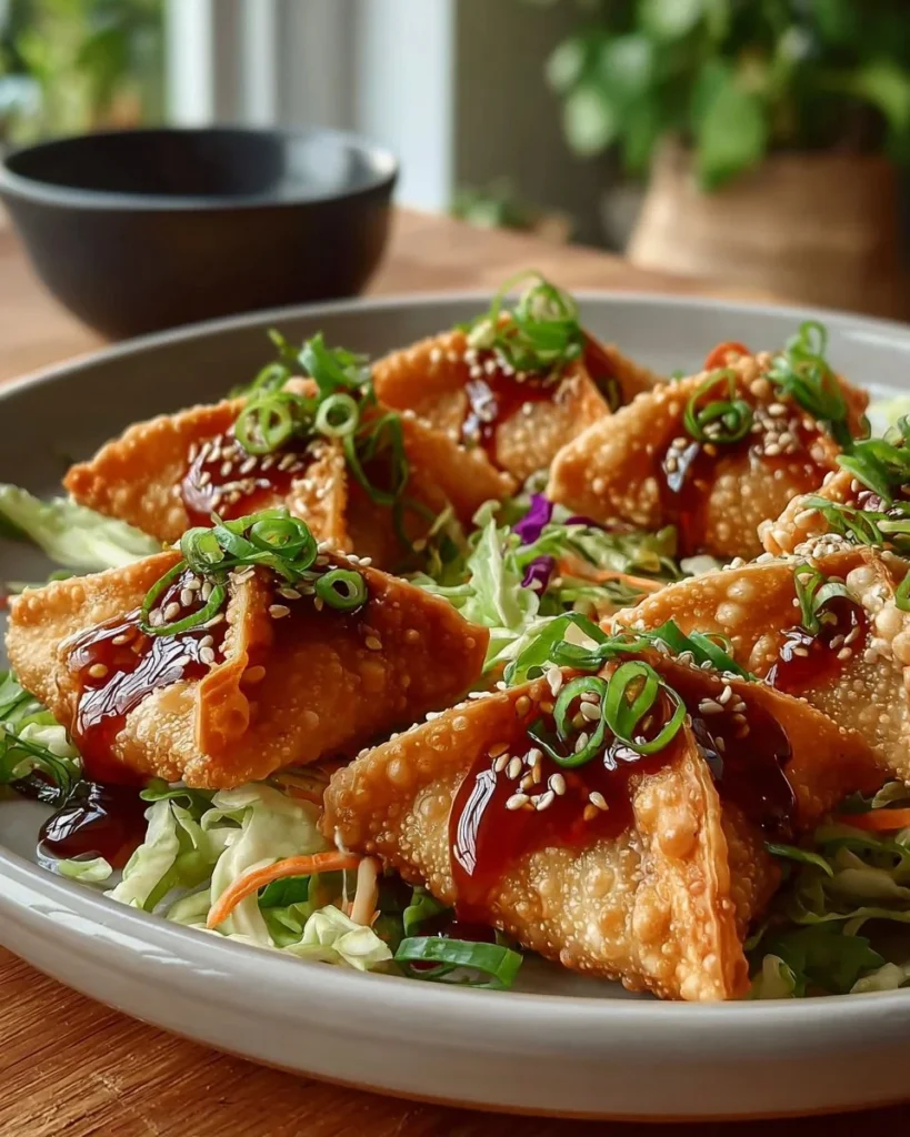 Crispy Chicken Wonton Tacos topped with fresh ingredients