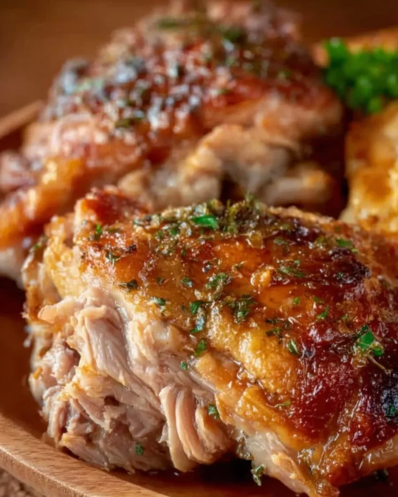 Oven-roasted turkey thighs served with herbs and spices