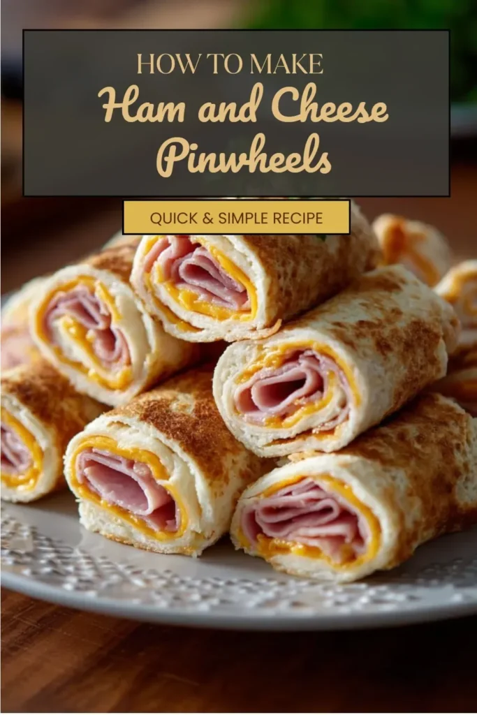 Delicious ham and cheese pinwheels ready to serve at a party or gathering.