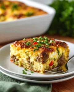 Delicious hashbrown breakfast casserole served in a dish
